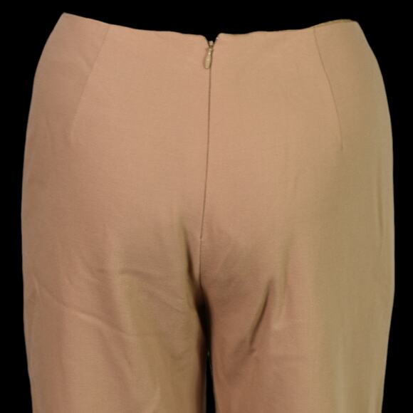 Oscar de La Renta Trousers Tan Wool Chain High Waist Dress Pant Tapered 2 Petite - Picture 5 of 12